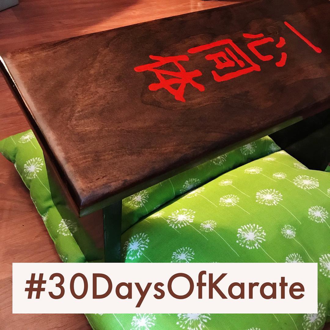After my last #30daysofkarate 
#challenge , I had a #meditation #bench made. The Kanji is the same as on some of my #kobudo #weapons – #isshan #dotai. Translates to “one in #body and #mind”. #karate #budo #martialarts #meditate #peace #warrior #blackbelt #whitebelt
