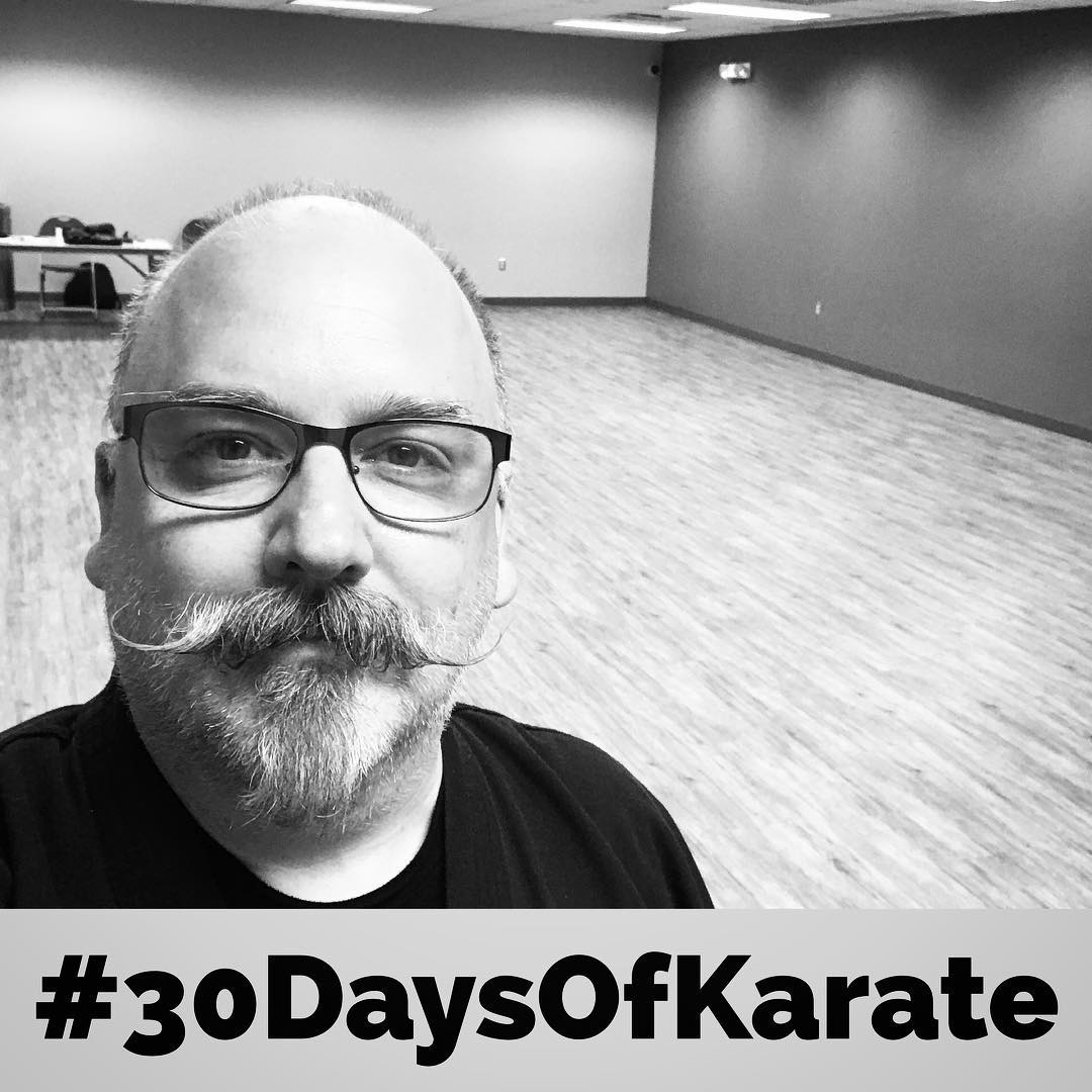 #30daysofkarate Day 19. After the #karateka all go home, I get to spend some #magical time by myself in the #dojo. If you’ve never been the last one to leave, you’re truly missing out. And now it’s #kata time! #karate #kobudo #martialarts #meditation #budo #bushido #training #bunkai #spirit #happyplace @ando_mierzwa @erickastengren @mish.mash.do @jay_the_sensational @jeremylesniak @karateculture