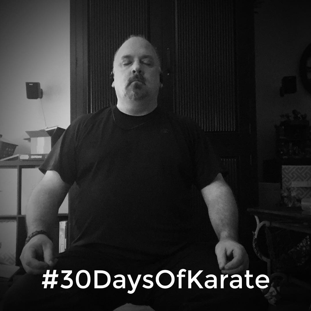 And that’s a wrap. Another #30daysofkarate in my life’s rear view mirror. Ending this #challenge the same way it started – with #mindfulness #meditation and #kihon. There’s both a challenge and a liberation in focusing on basics. #isshin #dotai “one in #body and #mind”. Next challenge starting in… #karate #kobudo #bushido #budo #meditate #martialarts #training #innerstrength #innerpeace #character #friends @mish.mash.do @erickastengren @jay_the_sensational @jeremylesniak @karateculture @ando_mierzwa