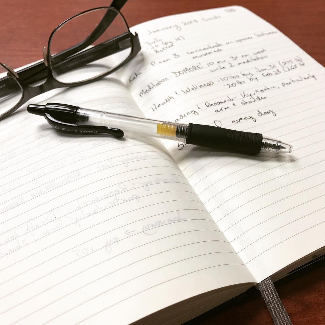 Just so that @erickastengren and @mish.mash.do don’t think I’ve have neglected #writing down my January #goals… but in keeping with a great piece of #advice from @jeremylesniak on his podcast @whistlekick I’m focusing on just one goal at a time (okay, maybe two). #karate #kobudo #meditate #meditation #martialarts #journal #training #health #wellbeing #newyearnewme