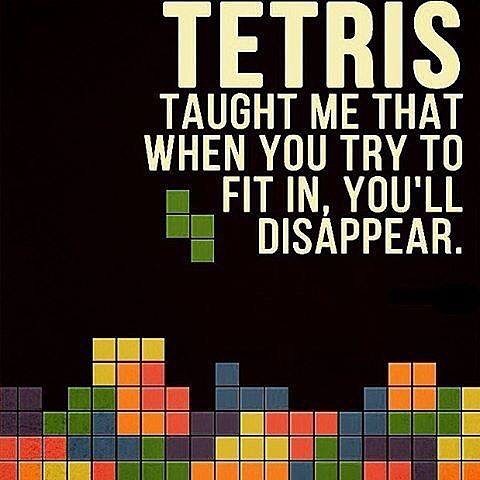 I have no idea who created this meme but I love it! #Tetris taught me that when you try to fit in, you’ll disappear. #philosophy #innerstrength #innerpeace #truth #character #identity #karate #martialarts #meditation