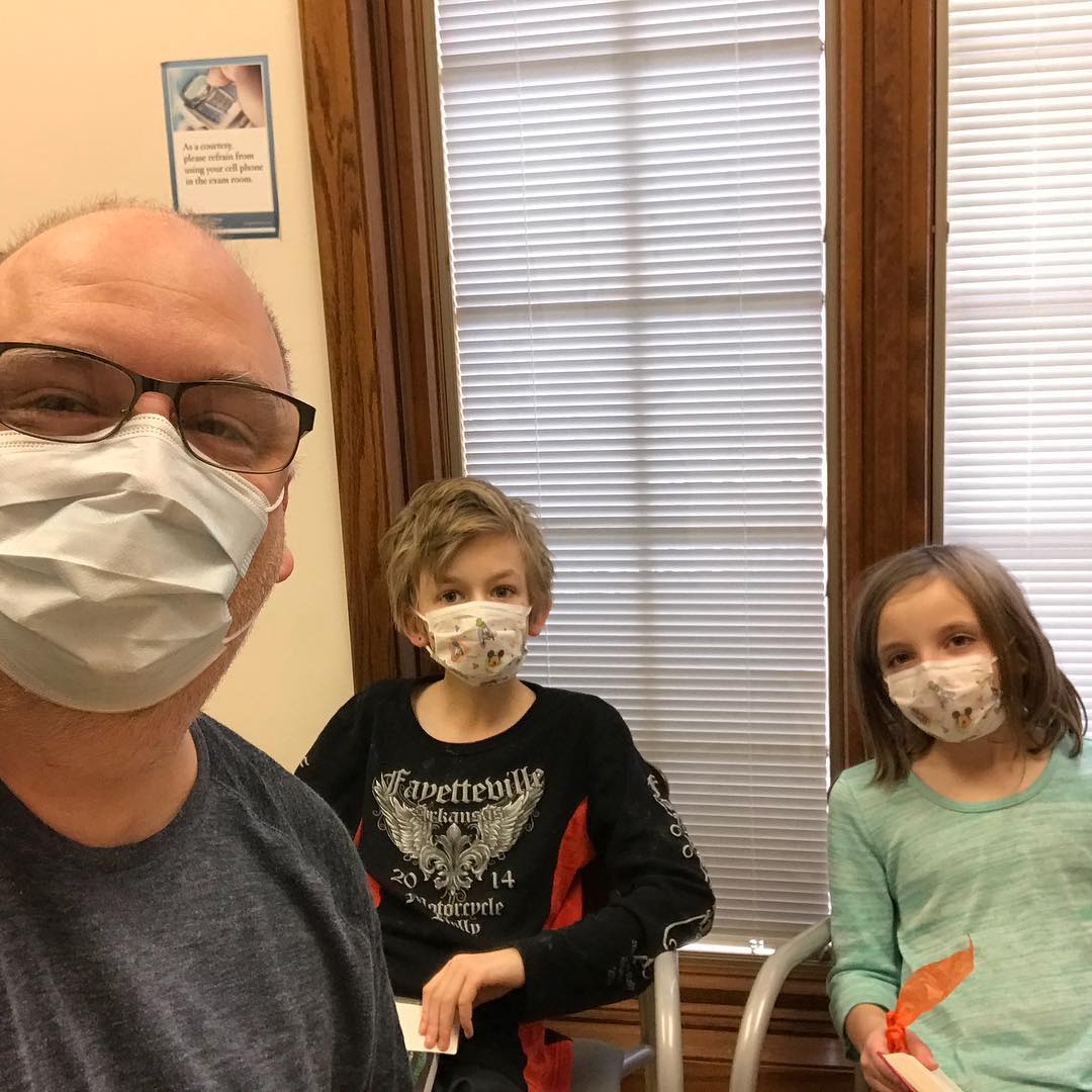 The family that gets the #flu together… yup, three out of four of us have the flu. If you haven’t gotten your flu shot, please do so! We got ours and even though we still got sick, the severity of it is dramatically reduced because we got the #vaccine. #psa #healthy #doctorofficeselfie