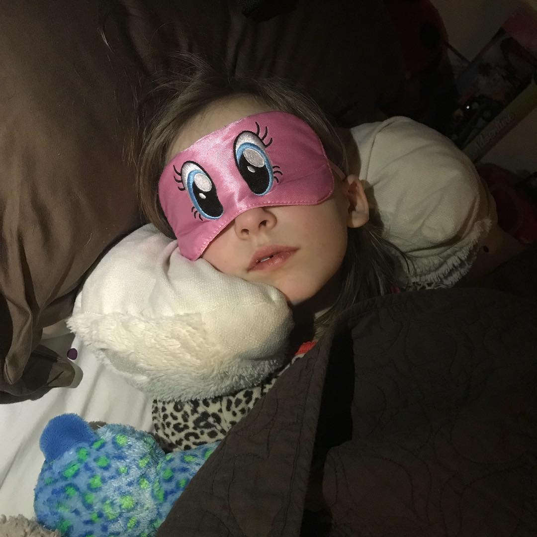 My daughter loves her sleep mask. I’ll be truly sorry when she outgrows it. #prouddad #family #toocute #funny #bedtime