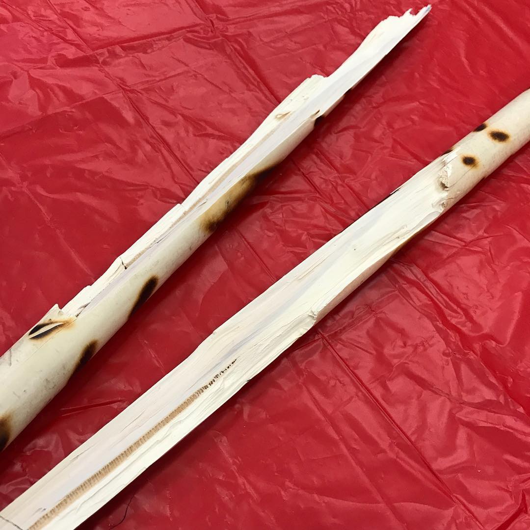 My good friend and fellow #bruisebrother did a #kobudo demo today at a local park district. It’s *possible* we were over exuberant and I broke one of my rattan #kali. Oops. #karate #bushido #budo #gohardorgohome #vaughnathleticcenter