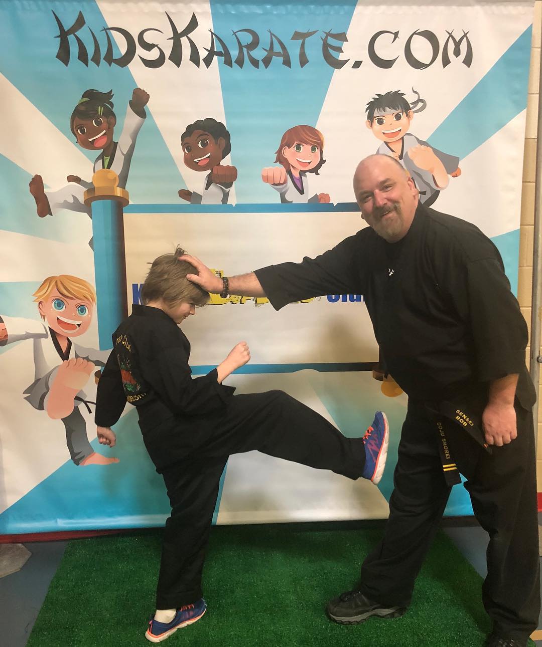 He may be a black belt but my son isn’t tall enough to get in a Mae geri on his old man! #kidskarate #karate #training #martialarts #tournament #prouddad #lotd #funny #maybenextyear #gojushorei