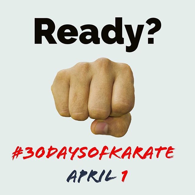 Just another week and it’s #30daysofkarate (or #30daysofmartialarts) I’m getting excited by all the interest in this! Calling all martial artists to join me! It’s fun and is only a personal #challenge for each of us to grow and #train. April 1… let’s see how many fellow #martialarts peeps we can get to do this and support one another. Want to just follow? Follow the hashtag of #30daysofmartialarts here on IG #karate #aikido #kungfu #taekwondo #kravmaga #bjj #judo #jujitsu #jeetkunedo #hapkido #taichi #training #meditation