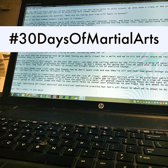 Day 6 of #30daysofmartialarts and I find myself #writing another entry for #martialjournal – don’t worry, still got some work in with the #resistancebands and #hojoundo. Oh yeah, can’t forget the #meditation and #kata. #30daysofkarate #karate #martialarts #journal #blogging @karateculture @bsma_dojo  @erickastengren @mish.mash.do