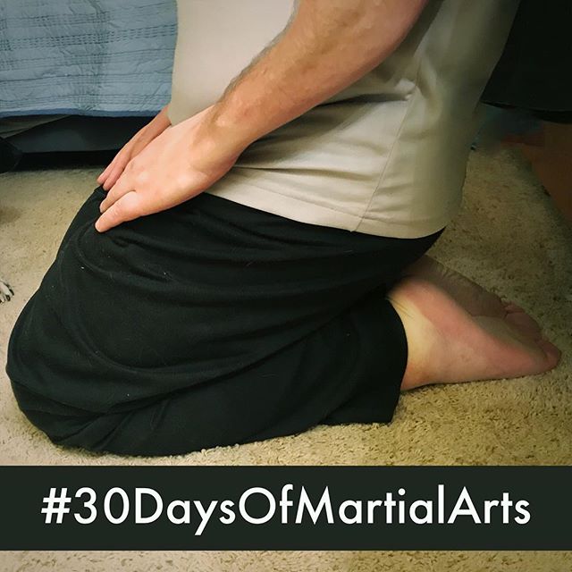 I’VE ALMOST HIT A #GOAL – it’s been almost 25 years since I was able to sit in #seiza – one of my goals for April and the #30daysofmartialarts was to be able to get into position again. Especially for #meditation and tonight I managed to have my butt touch my heels. It hurt a bit but another week or two and I’ll be there! Also did #Kihon and #bunkai tonight. #30daysofkarate #karate #meditate #stretching #healthandwellness #budo @karateculture @erickastengren @mish.mash.do @jeremylesniak @ando_mierzwa